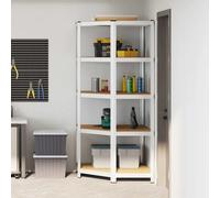 vidaXL Étagère d'angle Argenté 90 x 90 x 198 cm Bois d'ingénierie, Solution de Rangement Garage, étagère Moderne rectangulaire, Outil Multi-Usage, mobilier Gain de Place