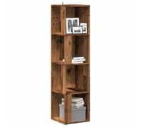 Étagère d'angle aspect bois vieilli - 33 x 33 x 132 cm - En matériau dérivé du bois - Espace de rangement durable pour livres, DVD, magazines, étagère peu encombrante - Organiseur polyvalent pour la