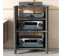 Étagère d'angle AV Media - Meuble audio-vidéo moderne pour salon, jeux et enregistrement - Solution de stockage multimédia à plusieurs niveaux