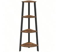 Étagère D'angle, Bibliothèque 4 Niveaux, Étagère Échelle, Meuble De Rangement, Avec Cadre En Acier, Marron Rustique Et Noir Marron