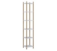 Étagère d'angle Bivio, 30x163.5cm 6 surfaces de rangement, Blanc/Pin, Vicco 57479