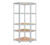 Étagère d'angle charges lourdes en métal 5 plateaux - 875 Kg - Etagère de coin - Montage facile systeme de clip et croisillons