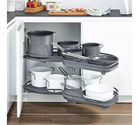 Étagère d'angle coulissante à 2 niveaux - 91,4 cm - Meuble de cuisine carrousel de rangement pour placard et optimisation de l'espace