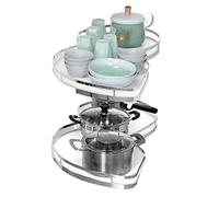Étagère d'angle coulissante pour 900 mm ou 1000 mm Organisateur de Cuisine Ouvert à Gauche Plateau pivotant à 2 Niveaux Placard Ouvert à Fermeture Douce