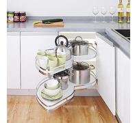 Étagère d'angle coulissante pour store de cuisine, pour armoire de 900 à 1000 mm, plateau pivotant à 2 niveaux
