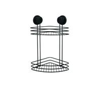 Etagère d'angle de douche 2 niveaux à ventouses Acier Noir mat MSV