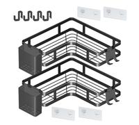 Étagère d'angle de douche avec support pour dentifrice et crochet - Support adhésif antirouille pour cuisine, salle de bain, salle de sport, chambre d'amis