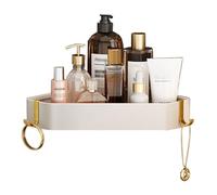 Étagère d'angle de douche d'angle en aluminium sans perçage, crochets réglables, étagère triangulaire adhésive pour salle de bain pour un rangement peu encombrant, étagères blanches élégantes pour