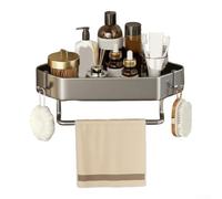 Étagère d'angle de douche d'angle sans perçage, organiseur de salle de bain avec porte-serviette, rangement mural triangulaire multi-usage (simple couche)