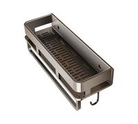 Étagère d'angle de douche en acier inoxydable sans perçage : étagère de rangement robuste pour salle de bain avec trous de drainage pour bouteilles de shampooing, gris, 40,6 cm