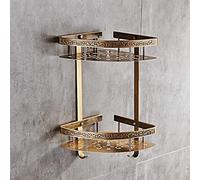 Étagère d'angle de douche en aluminium bronze antique à deux niveaux pour salle de bain - Support mural pour shampooing et bain - Design compact