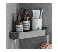 Étagère d'angle de douche murale en acier inoxydable 304 sans perçage avec 2 crochets, idéale pour le rangement de la salle de bain, disponible en gris canon et 2