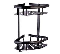 Étagère d'angle de douche murale en aluminium pour cosmétiques, shampooing et accessoires de salle de bain Sto Rack avec crochet Slish & Noir H