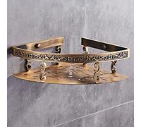 Étagère d'angle de douche murale en bronze antique avec égouttoir pour salle de bain et cuisine, support en aluminium sculpté antirouille pour shampooing et bouteilles d'assaisonnement