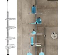 Etagère d'angle de douche télescopique en acier inoxydable Argenté