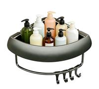 Étagère d'angle de salle de bain - 25 x 26 x 6,8 cm de mur antirouille, étagère de salle de bain triangulaire avec crochets, organisateur de douche | étagère de salle de bain pour baignoire