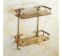 Étagère d'angle de salle de bain à fixation murale - Panier de rangement rectangulaire en laiton massif antirouille