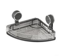 Étagère d'angle de salle de bain à ventouse, installation sans perçage, panier de rangement mural pour organiser les essentiels, transparent et matériau (gris)