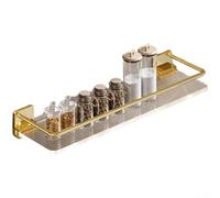 Étagère d'angle de salle de bain à ventouse puissante pour montage sur des murs lisses, offrant un rangement efficace pour les éponges de bain, rasoirs et brosses sans perçage (doré)