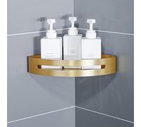 Étagère d'angle de salle de bain en forme de triangle doré brossé avec adhésif ou perçage