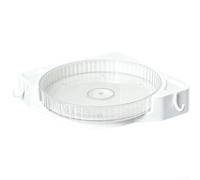 Étagère d'angle de salle de bain rotative à 360 degrés avec crochets latéraux (gris transparent)