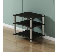 Étagère d'angle en bois à 4 niveaux pour tourne-disques, console de divertissement stéréo, DVD, console de jeu, routeur, salle de récréation, studio