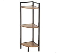 AKTIVE Max Home Etagère d'angle, avec 3 Niveaux, 24x24x80 cm, Charge maximale 6 kg, Acier Noir, Bois, Rangement, Montage Facile, Salon, Chambre à Coucher, Cuisine, Décoration (18453)