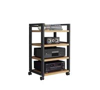 Étagère d'angle en bois avec étagères amovibles pour la maison/le bureau, armoire à composants réglable en hauteur pour équipement audio/vidéo, support CD, support stéréo, tour audio (C 4, 50 x 40 x