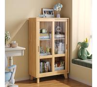 Étagère d'angle en bois avec portes coulissantes en verre noir avec pieds hauts, bibliothèque d'angle avec tiroirs, parfaite pour le salon ou la chambre à coucher, bibliothèque à faible encombrement
