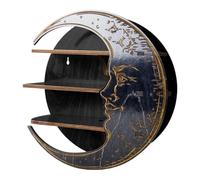 Étagère d'angle en Forme de Lune - Étagère Flottante en Bois en Forme de de, Structure Murale Peu encombrante, décoration de pièce élégante, Rangement équilibré, Convient pour Le