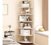Étagère d'angle, étagère d'angle à 6 Niveaux, étagère d'angle Haut de Gamme, Cadre en métal, Facile à Assembler, pour Un Petit Espace, Bureau à Domicile, Chambre, Salon (Blanc, 30 x 30 x