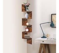 Étagère d'angle, Étagère Murale Étagère en Forme Zigzag Meuble d'angle Etagère Suspendue Bibliothèque d'angle Design Moderne Support Mural d'angle 5 étages (♪20 * 20 * 120 cm (Couleur rétro))