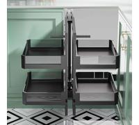 Étagère d'angle extensible et pivotante pour meuble de cuisine, avec système de rangement coulissant et pivotant, idéale pour les angles morts. Organisateur de placard robuste et coulissant,