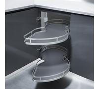 Étagère d'angle extensible et pivotante pour meuble de cuisine, étagère coulissante d'angle pour meuble d'angle, étagère de rangement pivotante pour angle mort, carrousel de cuisine à 2 nive