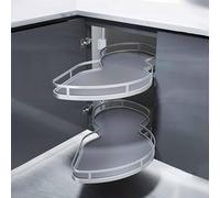 Étagère d'angle extensible et pivotante pour placard de cuisine, idéale pour les angles morts. Ce carrousel de rangement coulissant à deux niveaux est parfait pour ranger les boîtes de conse