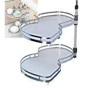 Étagère d'angle extensible pour armoires, carrousel, organiseur d'angle de cuisine avec mécanisme pour armoires de base et suspensions paresseuses.