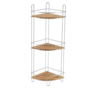 Etagere D'angle Fil Metal/bambou 3 Niveaux - Chrome/bambou - TENDANCE