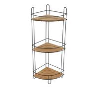 Etagere D'angle Fil Metal/bambou 3 Niveaux - Noir/bambou - TENDANCE