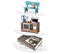 Etagère d'angle flottante, 3 pcs étagère décorative en bois support de rangement mural pour chambre salon bureau blanc, 19 cm 22 cm et 26 cm