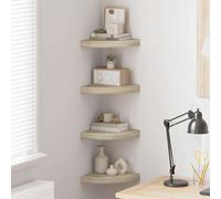 vidaXL Étagères d'angle flottantes 4 pcs Blanc brillant 25×25×3,8 cm MDF
