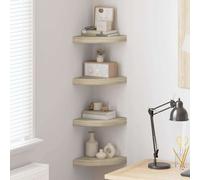 vidaXL Étagères d'angle flottantes 4x MDF Noir brillant 35x35x3,8 cm Salon/Chambre