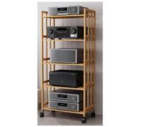 Étagère d'angle flottante en bois pour joueur, tour et armoire multimédia à 5 niveaux - Support de plateau tournant mobile pour salon et bureau - Étagère d'angle flottante, 158 cm de haut, 80 cm de