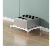 Étagère d'angle Hifi Racks avec étagère audio vidéo 4 niveaux pour salon, salle de jeux et d'enregistrement, support audio blanc pour la stabilité.