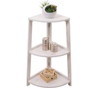 Étagère D'angle Hwc-K44, Étagère Sur Pied Étagère De Salon, 3 Étagères, 80x37x37cm Mdf En Paulownia Blanc Shabby Multicolore