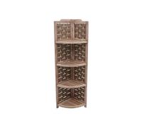 Mendler Etagère d'angle HWC-K85 Pliable 4 étagères, Bois de Paulownia 110cm - Brun, tressage Brun