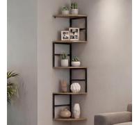 Mendler Étagère d'angle HWC-O99 128x30x30cm Marron