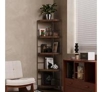 Étagère d'angle Industrielle À 5 Niveaux, Stratifiés Et Colonnes Épais, Étagère De Rangement en Métal sur Pied pour Chambre, Salon Et Bureau(White)