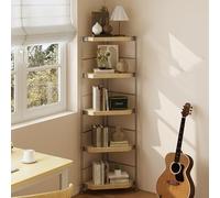 Étagère d'angle Industrielle À 5 Niveaux, Stratifiés Et Colonnes Épais, Étagère De Rangement en Métal sur Pied pour Chambre, Salon Et Bureau(Yellow)