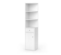 Étagère d'angle Larry, 30x135.5cm avec porte et tiroir, Blanc, Vicco 49518