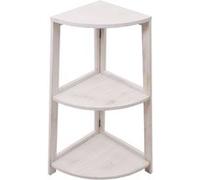 Étagère D'angle Hwc-K44, Étagère Sur Pied Étagère De Salon, 3 Étagères, 80x37x37cm Mdf En Paulownia Blanc Shabby Multicolore